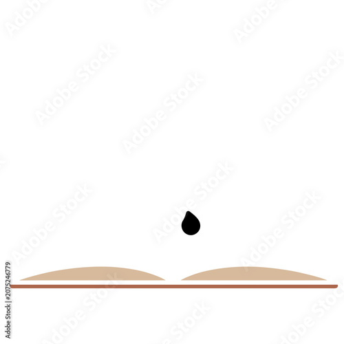 Water droplet over desert dunes flat vector illustration