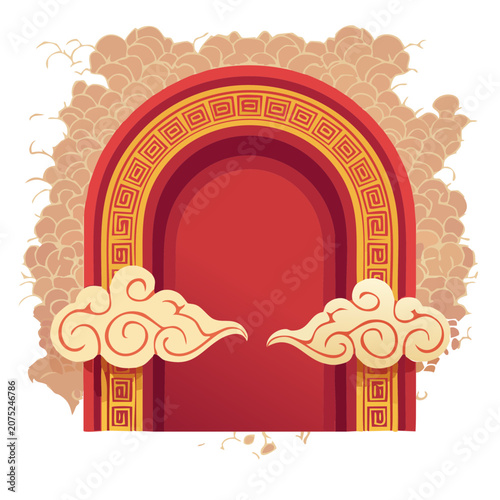 Traditional Chinese Archway with Cloud Motifs