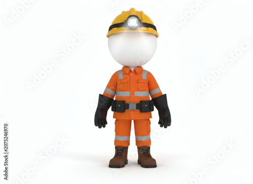 3D Render of a Miner Character in Safety Gear.