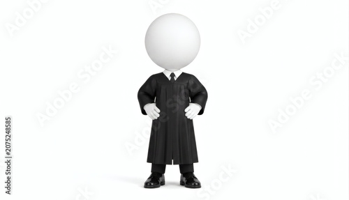 White Figure in Judicial Robes Standing Confidently.