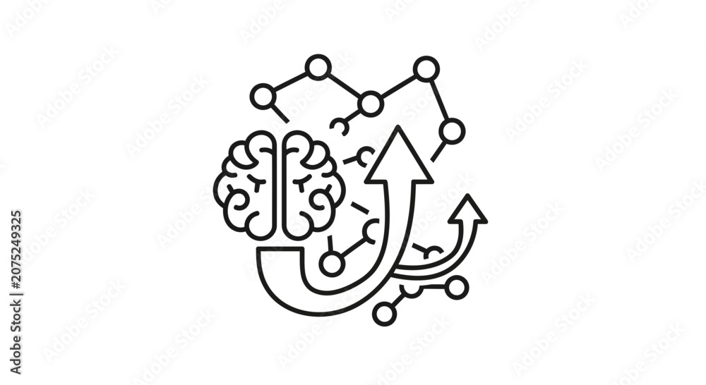 Obraz premium Artificial Intelligence Brain Network Growth and Evolution Concept