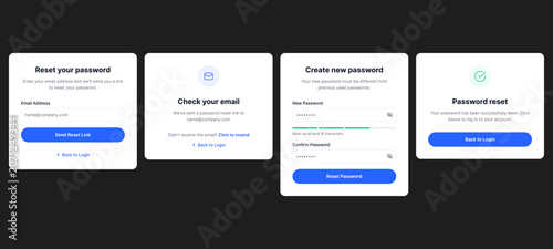 Password Reset User Interface Flow Steps Vector Template