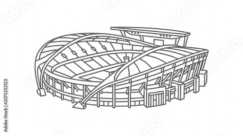 Foto Modern Stadium Architecture Outline Drawing.