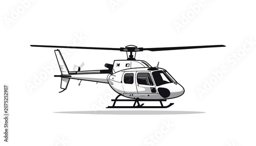 Foto A white helicopter with rotor blades.