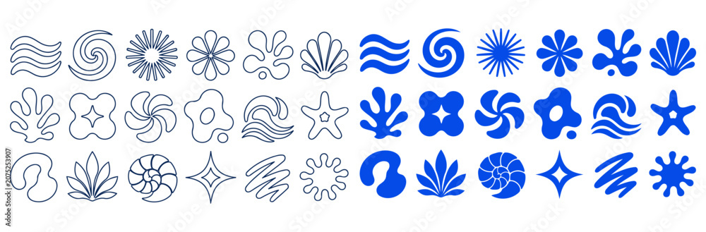 Fototapeta premium Set of y2k aesthetic abstract shapes and symbols