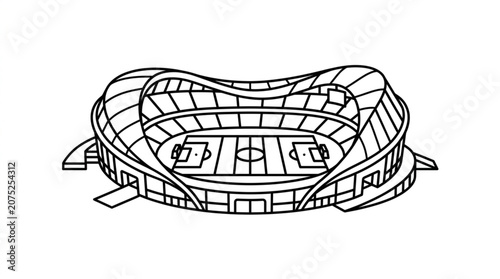 Cuadro en lienzo Modern Soccer Stadium Outline Drawing.
