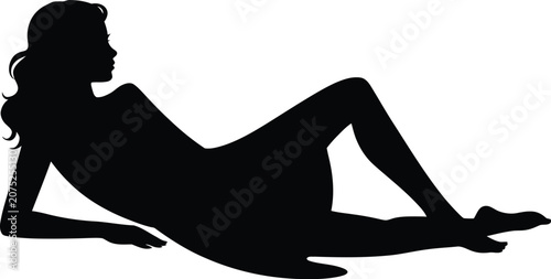 Abstract black vector silhouettes of woman, young woman and girl in yoga and fitness poses with Japanese kanji symbols, fashion and art illustration concept
