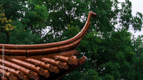 Tableau sur toile Traditional Japanese Temple Structure wooden structure curved roof multiple tier