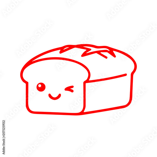 Cute smiling loaf of bread cartoon character concept of funny icons for kids and adults  