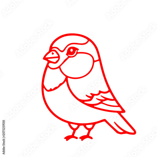 Red Bullfinch bird illustration with a playful design for children  