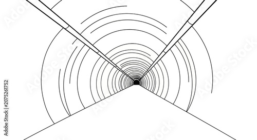 Fotografie Abstract perspective view through circular tunnel interior