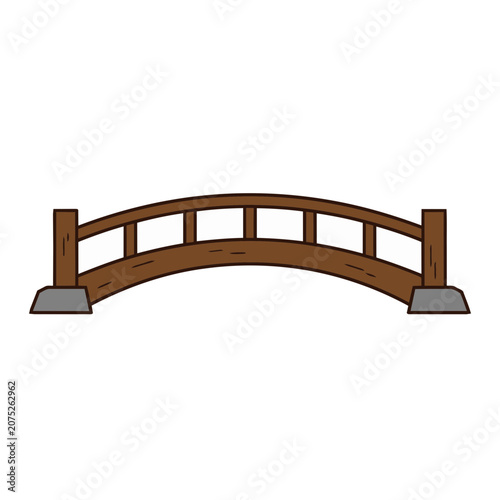 Wooden arched bridge vector illustration
