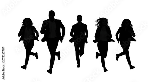 Картината върху платно Silhouettes of business professionals running together in unison