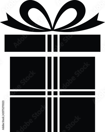 Wrapped Gift Box Icon with Decorative Ribbon Representing Celebration and Present Giving