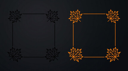 Decorative maple leaf corner frames on dark background.