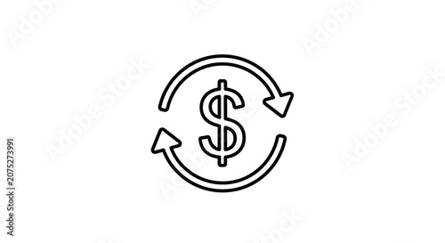 Dollar Sign with Circular Arrows: Money Exchange, Currency Conversion, Financial Transaction Icon