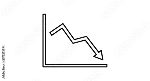 Downward Trend Graph Icon: Decline, Recession, Loss, Negative Growth, Stock Market Crash