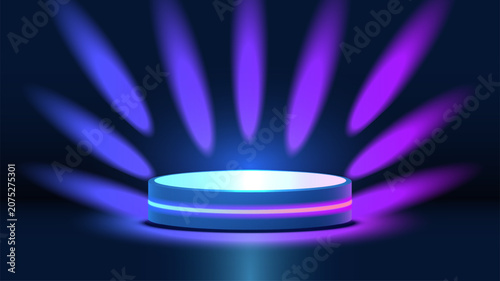 Podium stage with spotlight for show illuminated illustration