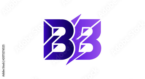 Foto Modern purple bb logo with sharp geometric design