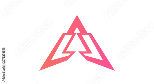 Pink abstract triangle logo with letter a design