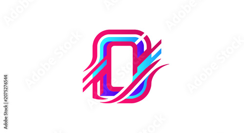 Modern stylish letter o with colorful gradient lines