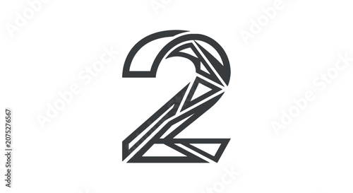 Modern geometric number two icon design