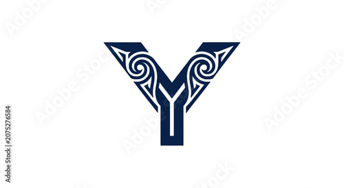 Stylized y-shaped symbol with intricate knot design