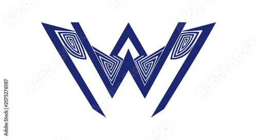 Blue abstract vector letter w logo design