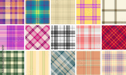 Obraz na plátně Traditional plaid pattern bundle adapted for spring aesthetics