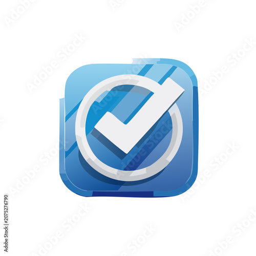 Blue checkmark icon in flat design style