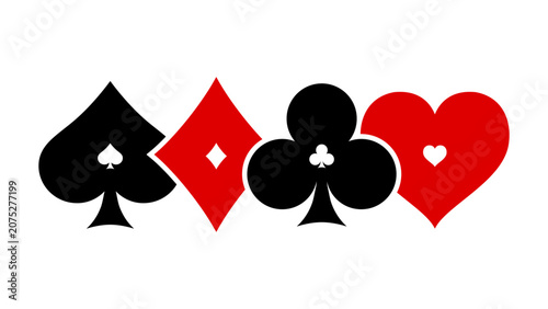 Suit deck of playing cards for poker and casino isolated on white background. Vector illustration.