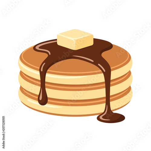 Stack of pancakes with syrup and butter