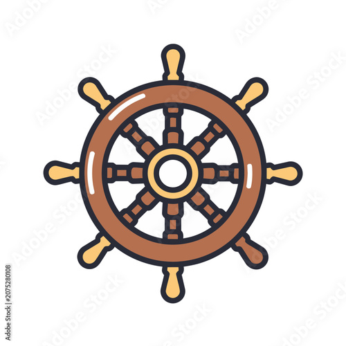 Vintage Ship Wheel Vector Illustration