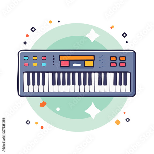 Flat illustration of a synthesizer keyboard
