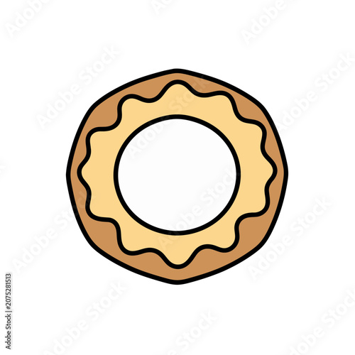 Flat vector illustration of a donut with wavy icing