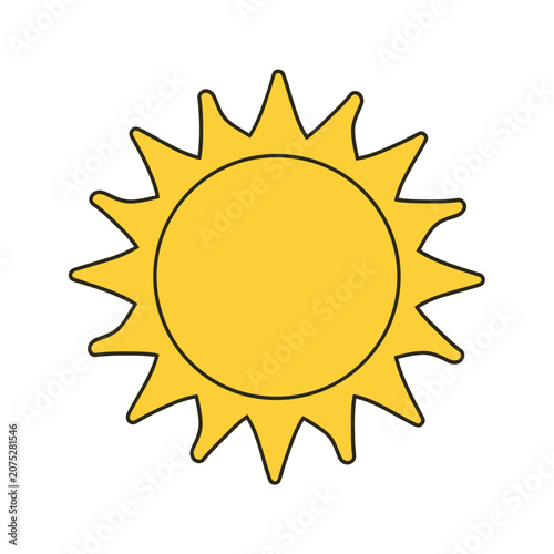 Flat vector illustration of a sun with rays