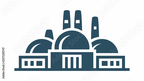A flat vector illustration of a large industrial manufacturing facility building