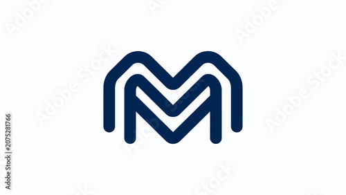 A minimalist dark blue letter M logo design on a clean white background