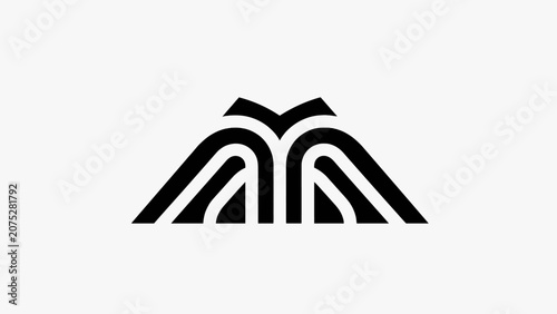 A minimalist black graphic symbol isolated on a clean white background