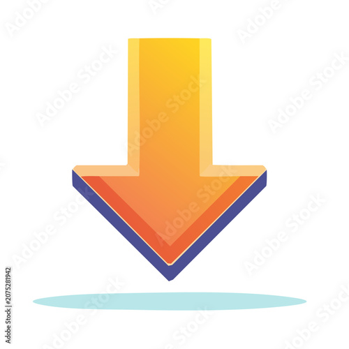 3D downward arrow icon with orange and yellow gradient