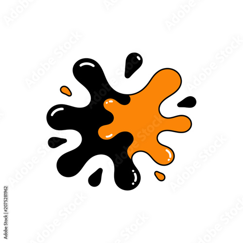 Black and orange paint splash vector illustration