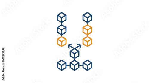 Blockchain Fork and Distributed Ledger Network Icon