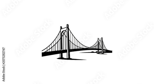 Suspension Bridge Silhouette Minimalist Architectural Icon
