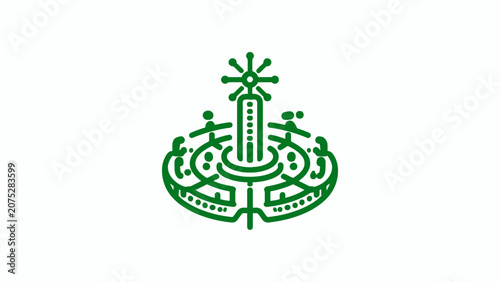 Tableau sur toile A minimalist green icon representing a futuristic amusement park ride structure