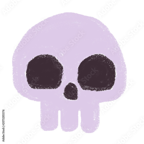 Hand Drawn Grunge Chalk Skull Icon. Rough Sketch Skeleton Head Symbol. Distressed Doodle Illustration Isolated on White Background