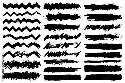 Abstract black brushstroke collection with varied textures and patterns.