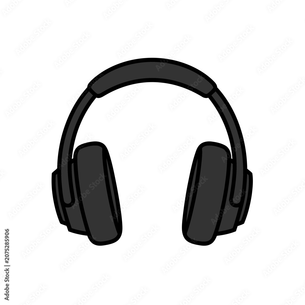 Fototapeta premium Black flat style headphones icon