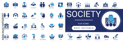 Bild auf Leinwand society solid icon set