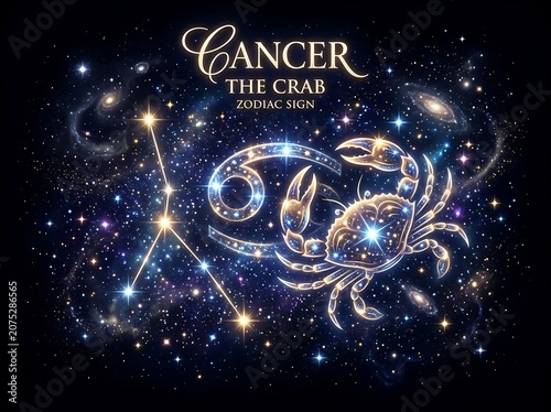 Cancer Zodiac Sign Constellation Artwork.