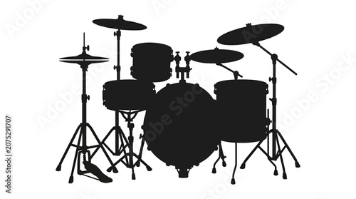 Quadro em tela Drum kit silhouette against a white background musical instrument outline